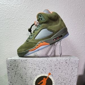 Size 12 - Air Jordan 5 Retro 2024 Olive Green Orange Suede (DD0587-308)